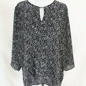 Banana Republic Size XL Blouse Black White Top